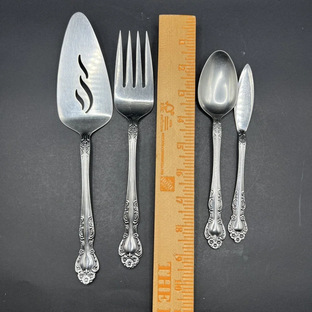 Set of 4 Vintage Ekco‎ Eterna BEAUMONT Stainless Steel Serving Pieces